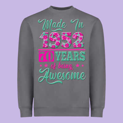 Made In 1952, 70 Years Of Being Awesome Kopya Heavyweight Sweatshirt Designed By Jasminsmagicworld