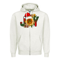 Oatmeal Heather joy christmas with sunflower bbs Zipper Hoodie - BundleAndBundleShop