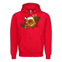Red joy christmas with sunflower bbs Zipper Hoodie - BundleAndBundleShop