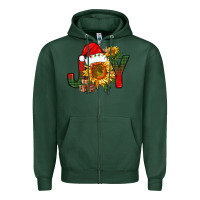 Sports Green joy christmas with sunflower bbs Zipper Hoodie - BundleAndBundleShop