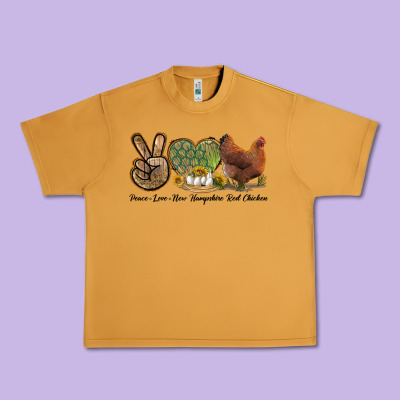 Peace Love New Hampshire Red Chicken Urban Heavy Tee Designed By Lillyallendesigns