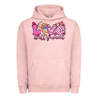Pigment Salmon love is all you need Urban Hoodie - OliviaCreatesArt