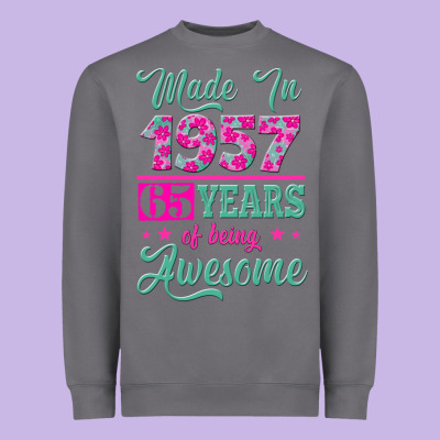 Made In 1957, 65 Years Of Being Awesome Kopya Heavyweight Sweatshirt Designed By Jasminsmagicworld