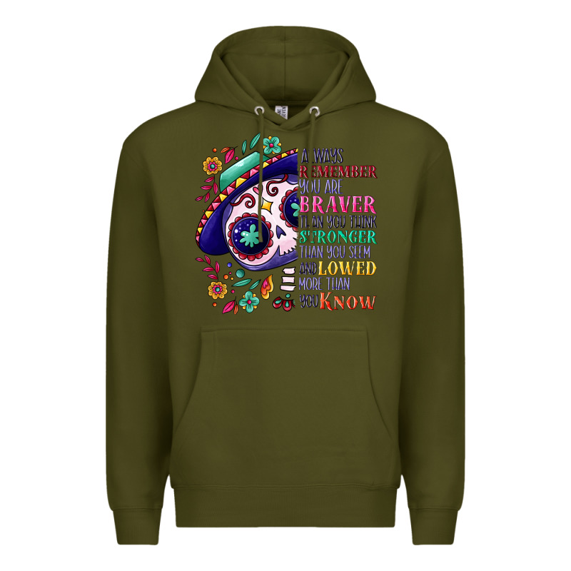 You Are Braver Than You Think Sugar Skull Premium Hoodie by NancyCooperArtShop | Teevron