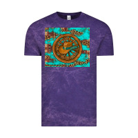 Cloud Purple cowboy hat turquoise aztec background old wheel Vintage Tee - Artiststas