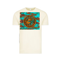 Vintage Arctic cowboy hat turquoise aztec background old wheel Vintage Tee - Artiststas