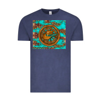 Vintage Denim cowboy hat turquoise aztec background old wheel Vintage Tee - Artiststas