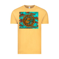 Vintage Mustard cowboy hat turquoise aztec background old wheel Vintage Tee - Artiststas