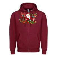 Burgundy joy christmas with santa bbs Zipper Hoodie - BundleAndBundleShop