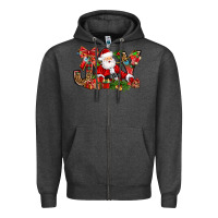 Charcoal Heather joy christmas with santa bbs Zipper Hoodie - BundleAndBundleShop