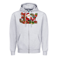 Heather Grey joy christmas with santa bbs Zipper Hoodie - BundleAndBundleShop