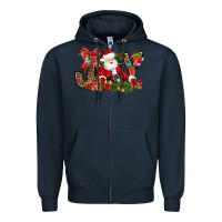 Navy joy christmas with santa bbs Zipper Hoodie - BundleAndBundleShop
