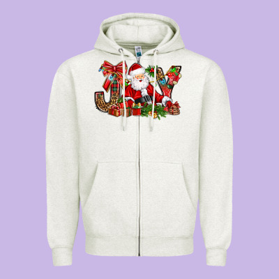 Joy Christmas With Santa Bbs Zipper Hoodie Designed By Bundleandbundleshop