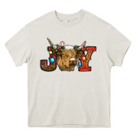 Cream christmas joy cow Heavy Core Tee - RanaPortraitStore