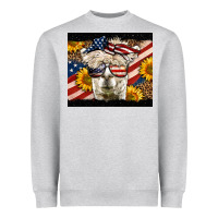 Heather Grey Western 4th Of July Llama Background Heavyweight Sweatshirt - LillyAllenDesigns