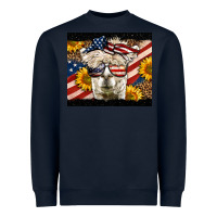 Navy Western 4th Of July Llama Background Heavyweight Sweatshirt - LillyAllenDesigns