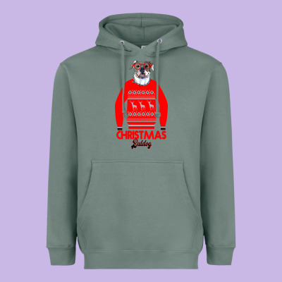 Christmas Buldog Heavyweight Hoodie Designed By Bettercallsaul