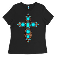 Black gemstone leopard cross Ladies Tee - JahusDesignShop