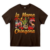 Chocolate Brown La Mama mas Chingona Heavy Core Tee - texasbilliewilder