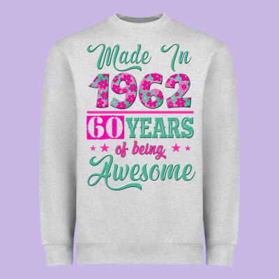 Made In 1962, 60 Years Of Being Awesome Heavyweight Sweatshirt Designed By Jasminsmagicworld