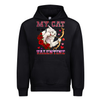 Black my cat is my valentine Urban Hoodie - OliviaCreatesArt