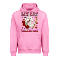 Fuchsia Pink my cat is my valentine Urban Hoodie - OliviaCreatesArt