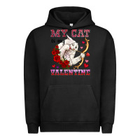 Pigment Black my cat is my valentine Urban Hoodie - OliviaCreatesArt