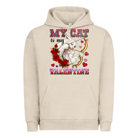 Pigment French Oak my cat is my valentine Urban Hoodie - OliviaCreatesArt