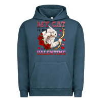 Pigment Midnight Navy my cat is my valentine Urban Hoodie - OliviaCreatesArt