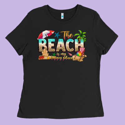 The Beach Is My Happy Place Ladies Tee Designed By Texasbilliewilder
