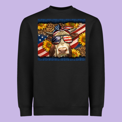 Western 4th Of July Cow Heavyweight Sweatshirt Designed By Lillyallendesigns