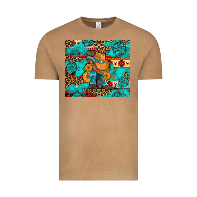 Cowboy Boots With Turquoise And Aztec Vintage Tee by Artiststas | Teevron
