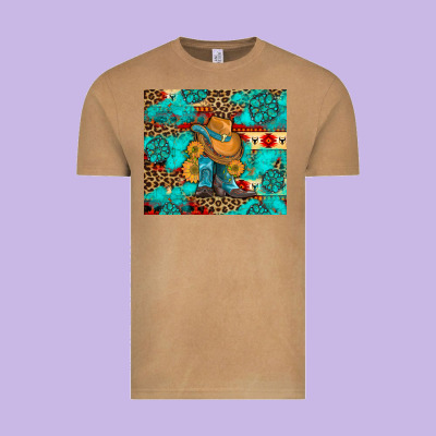 Cowboy Boots With Turquoise And Aztec Vintage Tee Designed By Artiststas