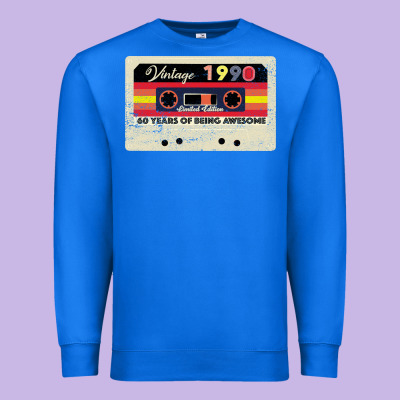 Vintage 1990 60th Birthday Cassette 30 Years Old 60 Years Premium Sweatshirt Designed By Bettercallsaul