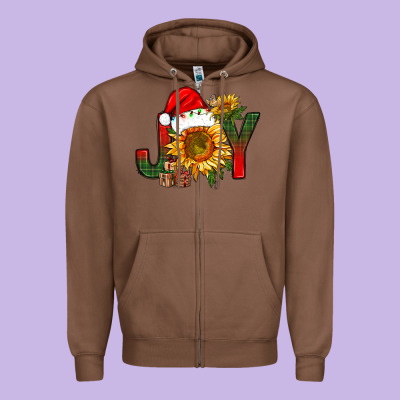 Joy Christmas With Sunflower Bbs Zipper Hoodie Designed By Bundleandbundleshop