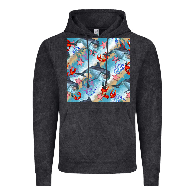Dolphin And Crab Seamless Pattern Vintage Hoodie by BundleAndBundleShop | Teevron