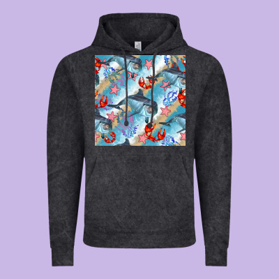 Dolphin And Crab Seamless Pattern Vintage Hoodie Designed By Bundleandbundleshop