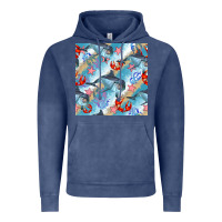 Vintage Denim dolphin and crab seamless pattern Vintage Hoodie - BundleAndBundleShop