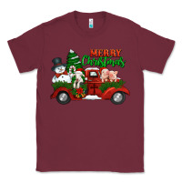 Burgundy merry christmas snowman and farm animals truck Classic Tee - Jasminsmagicworld