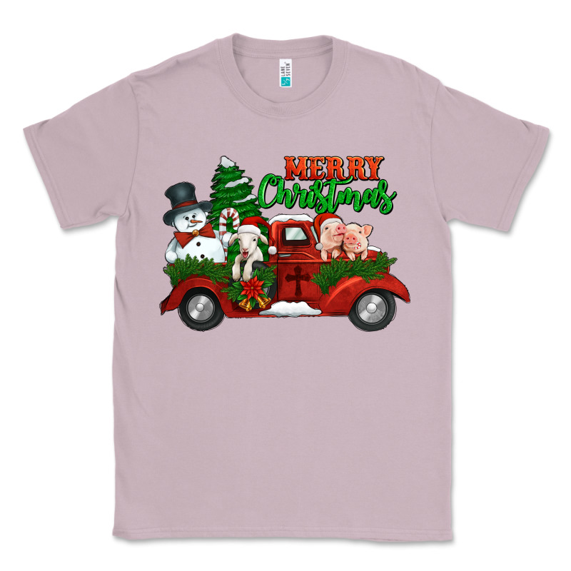 Merry Christmas Snowman And Farm Animals Truck Classic Tee by Jasminsmagicworld | Teevron