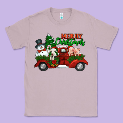Merry Christmas Snowman And Farm Animals Truck Classic Tee Designed By Jasminsmagicworld