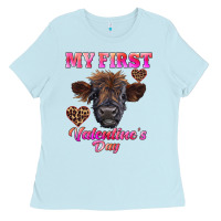 My First Valentine's Day Highland Calf Ladies Tee | Teevron