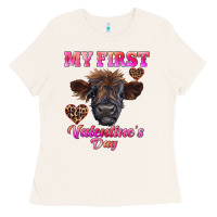 Bone my first valentine's day highland calf Ladies Tee - RanaPortraitStore