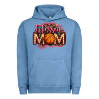 Pigment Pebble Blue blessed basketball mom lightbulb letters Urban Hoodie - OliviaCreatesArt