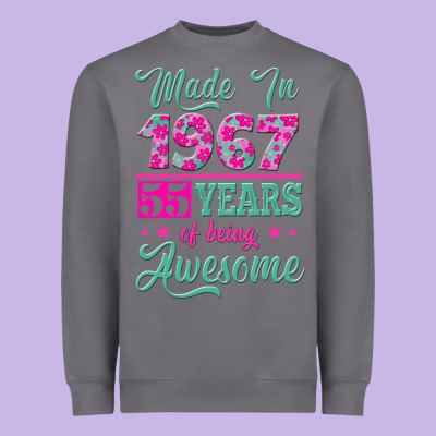 Made In 1967, 55 Years Of Being Awesome Heavyweight Sweatshirt Designed By Jasminsmagicworld