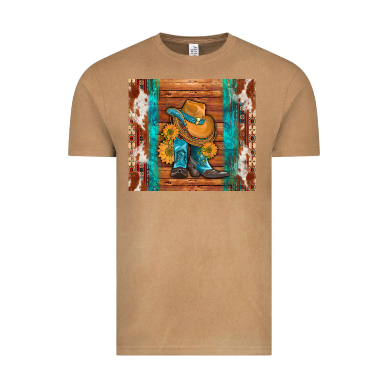 Cowboy Boots Turquoise Aztec Cowhide Vintage Tee by Artiststas | Teevron