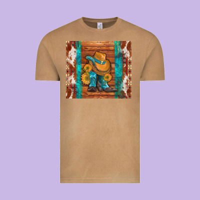 Cowboy Boots Turquoise Aztec Cowhide Vintage Tee Designed By Artiststas