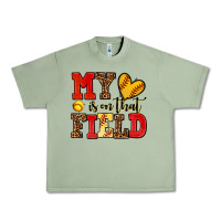Oil Green my heart is on that field softball Urban Heavy Tee - AdoDesignShop