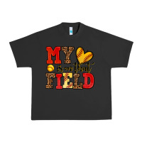 Pigment Black my heart is on that field softball Urban Heavy Tee - AdoDesignShop