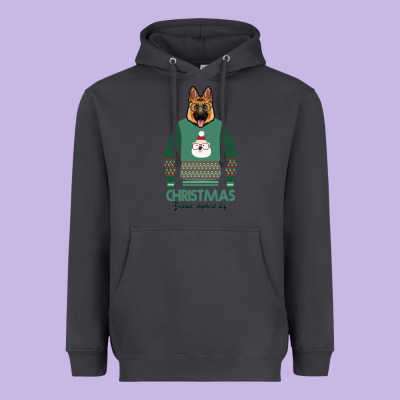 German Shepherd Dog Christmas Heavyweight Hoodie Designed By Bettercallsaul